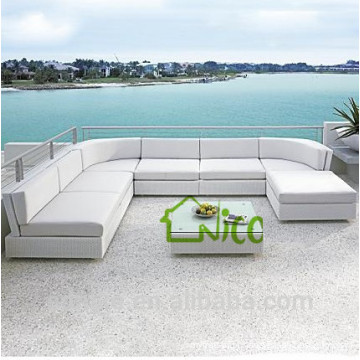 DE- (272) mobiliário de exterior sofá vime / rattan l em forma de sofá conjunto